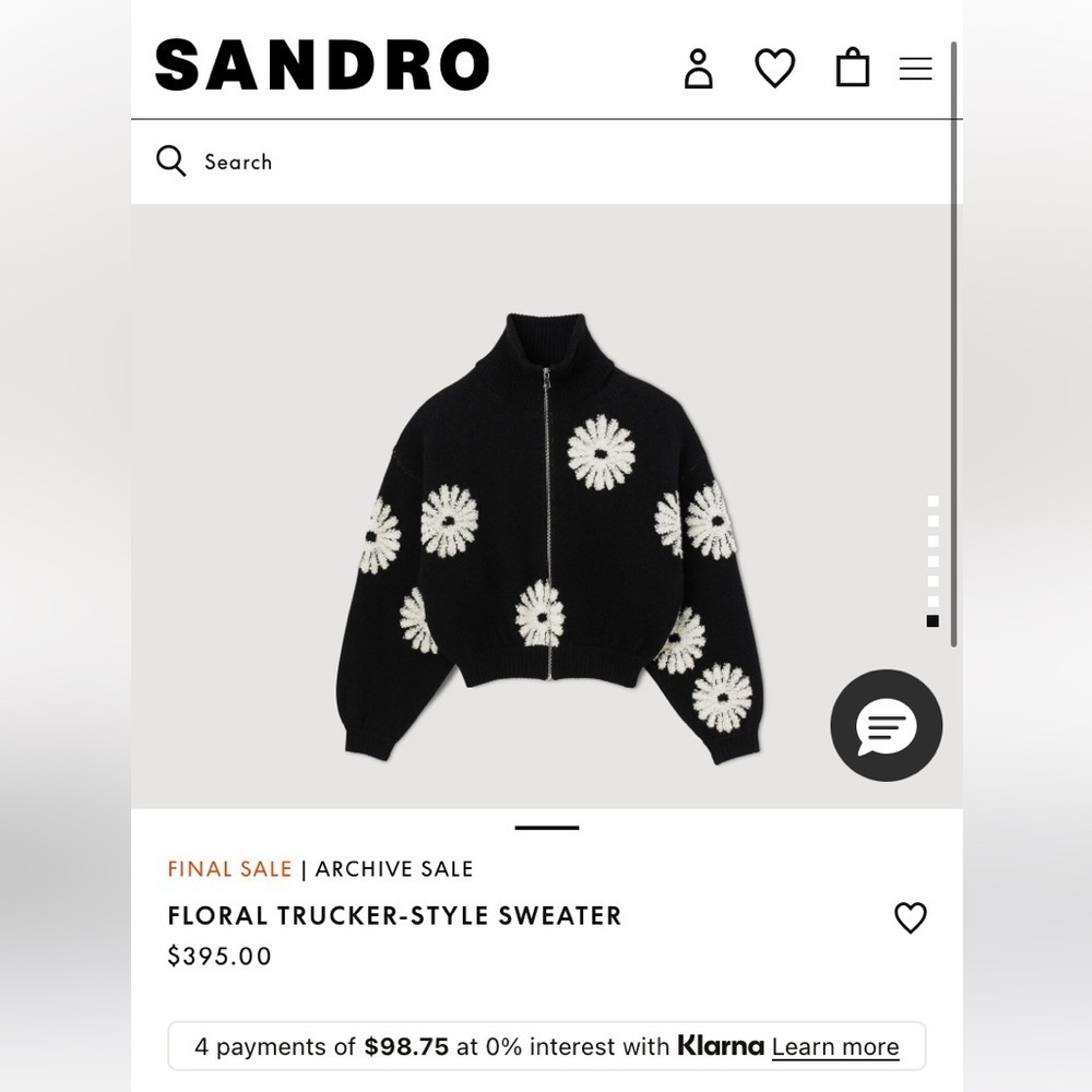 Sandro Floral Trucker-Style Sweater